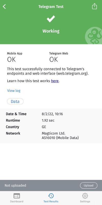 Telegram test result