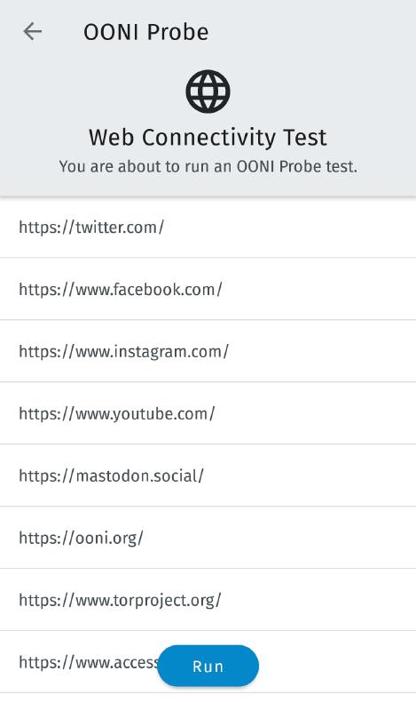 OONI Run page mobile