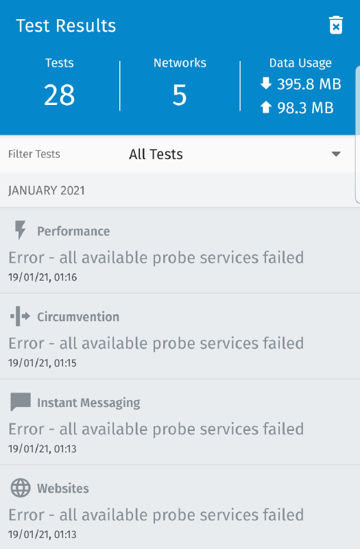 OONI Probe Android error