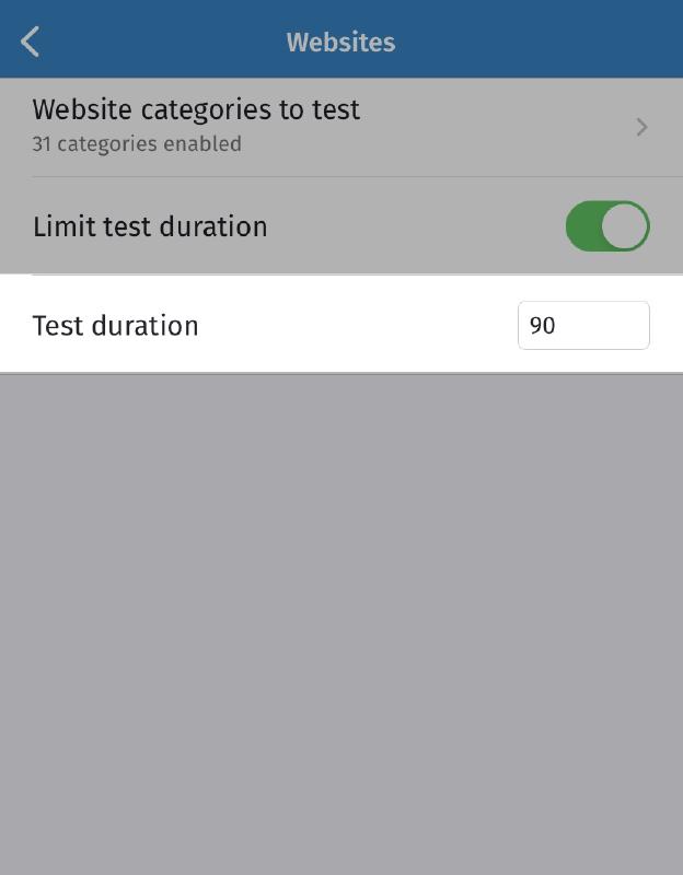 Test duration setting