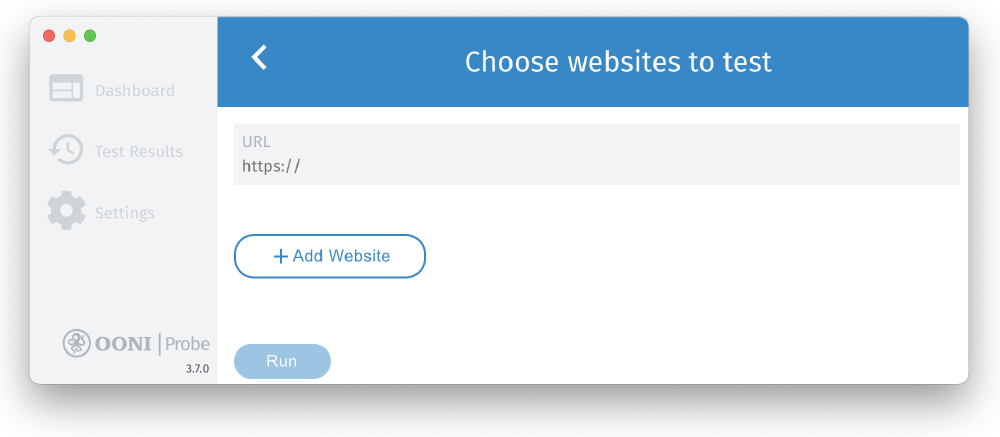 Choose websites screen